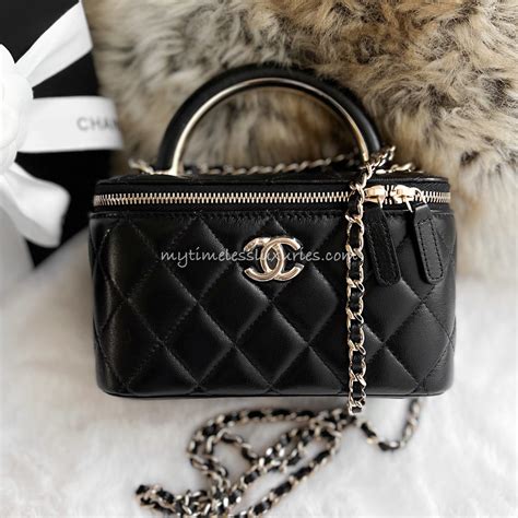 chanel white makeup bag|chanel vanity bag with handle.